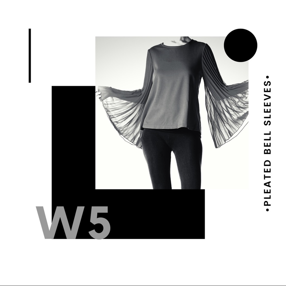 W5 pleated bell sleeve blouse